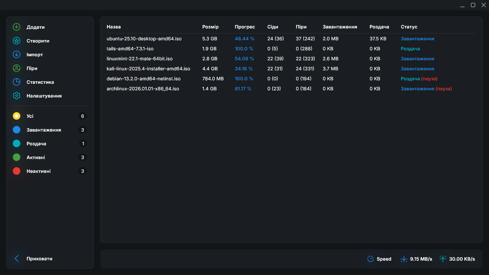 Інтерфейс програми TorBit
